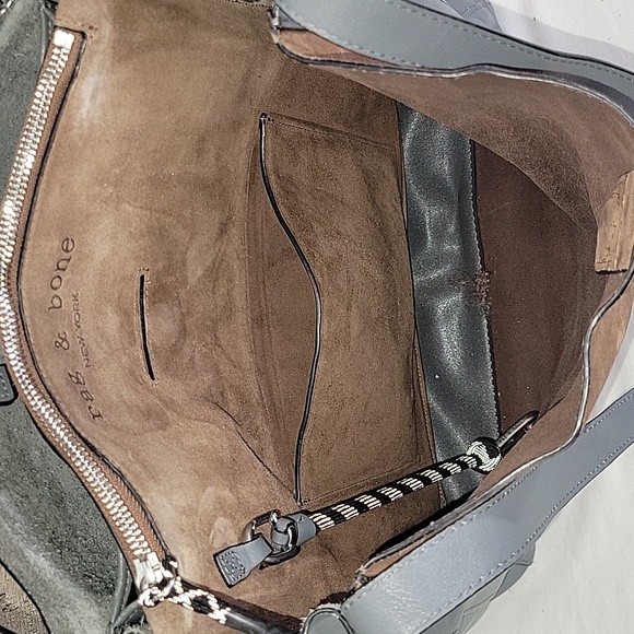 Rag & Bone New York Gray Brown Leather Shoulder Bag Handbag Purse Satchel - Picture 12 of 16